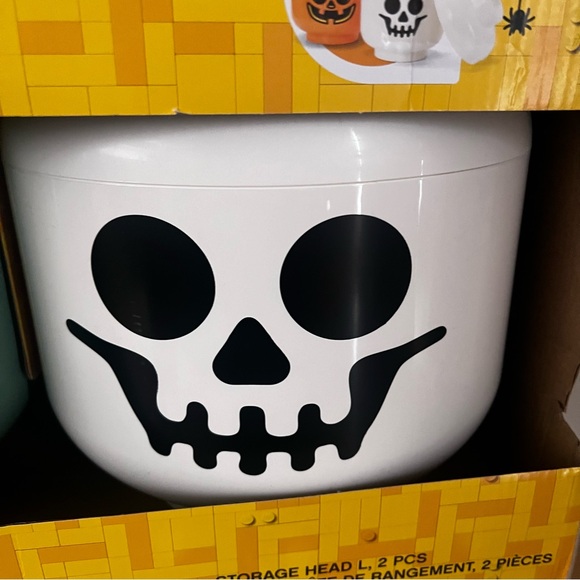 Lego Halloween Limited Edition Storage Heads 2 Piece Set Zombie & Skeleton Large - Picture 3 of 9